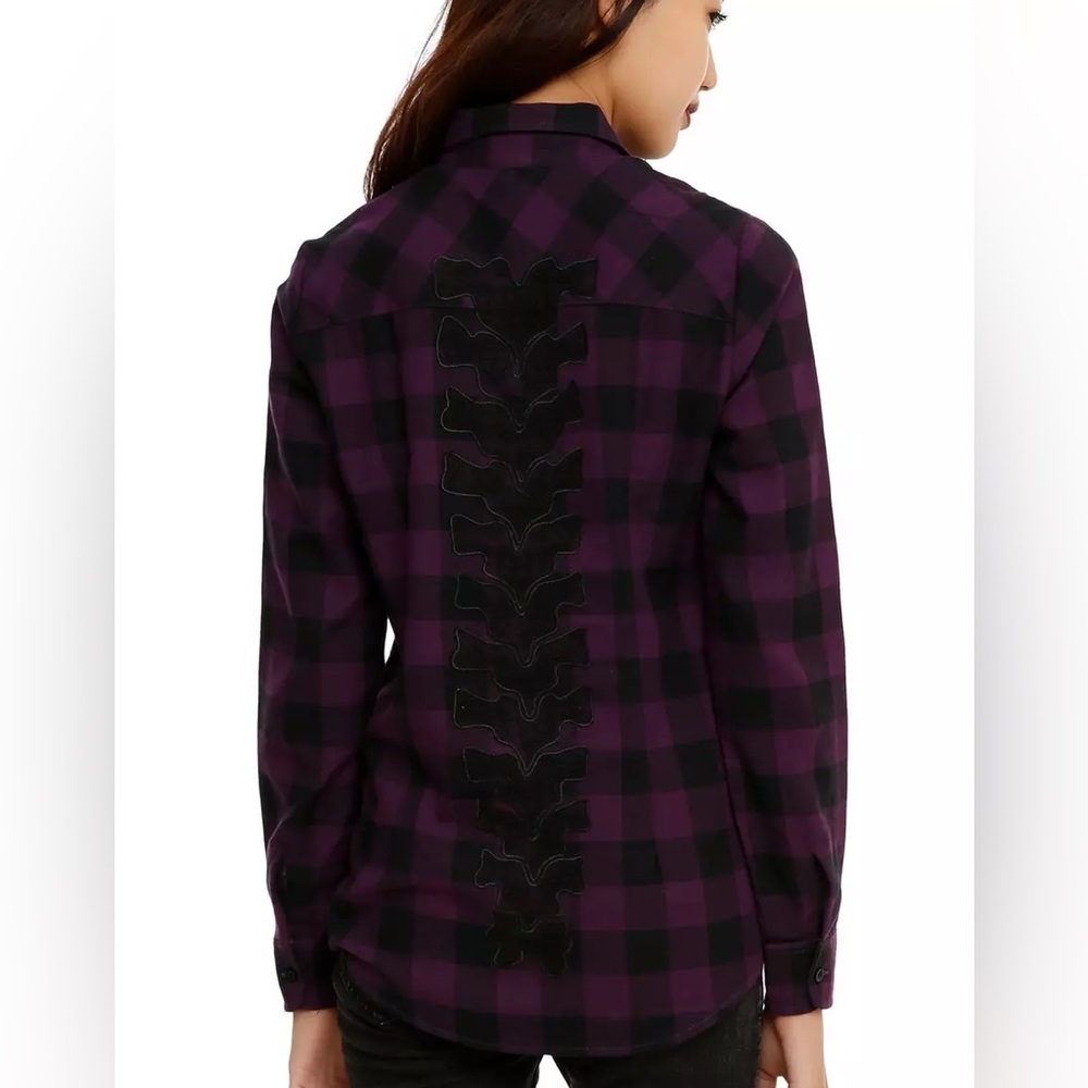 Purple & Black Plaid Spine Back button up